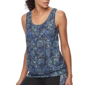Gaiam Women's Movement Yoga Tank Top Blue Print Strappy Back